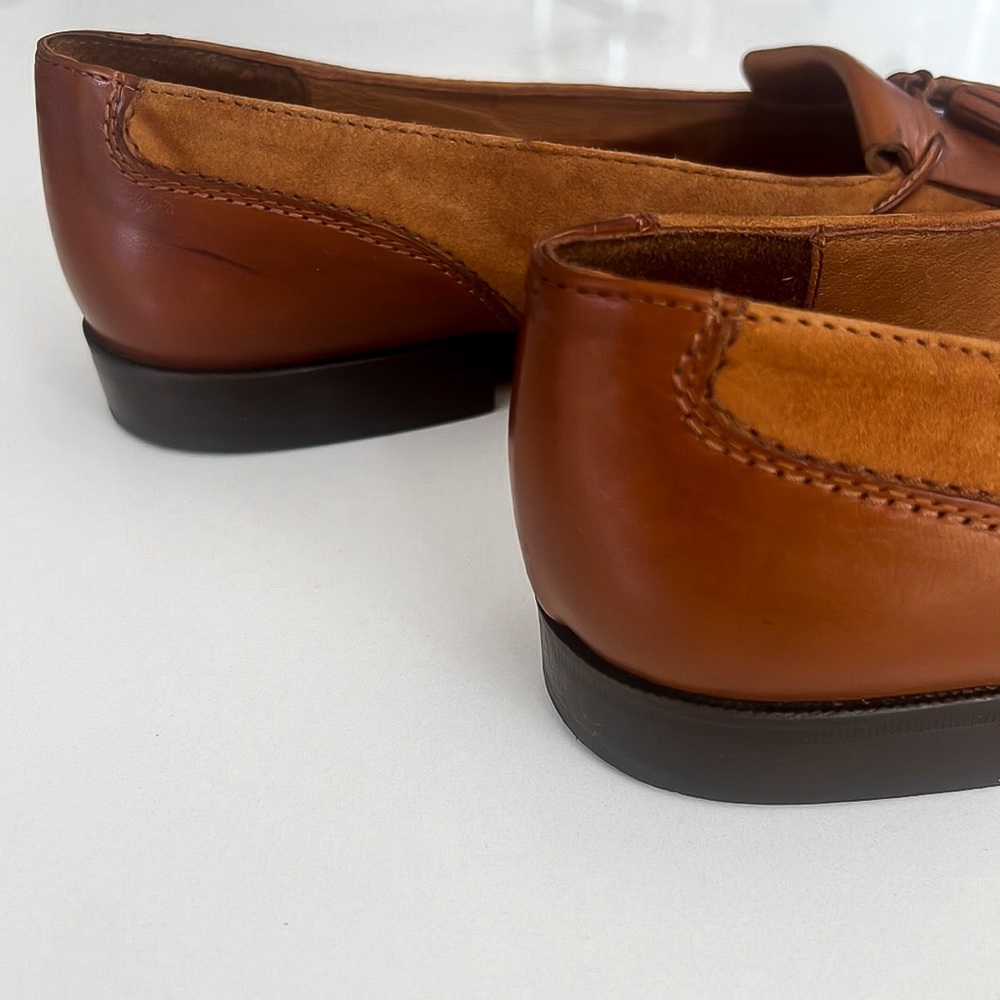 Vintage Bally Brown Leather and Suede Fringe Tassel Loafers Womens Sz EU 39.5 - Picture 13 of 16